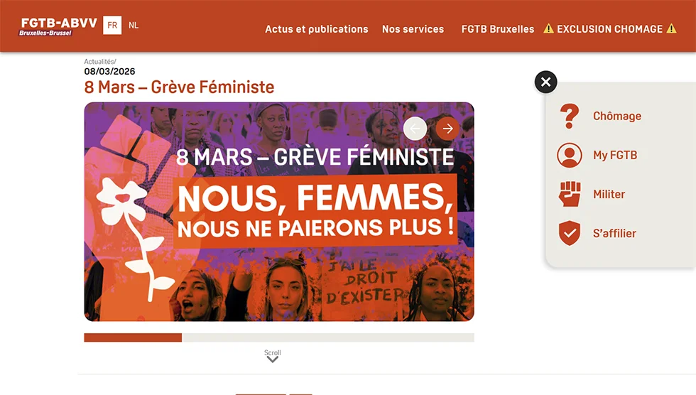 Capture du site FGTB Bruxelles