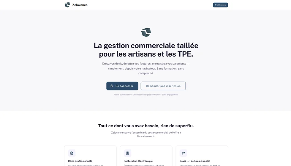 Capture de l'application Zelovance